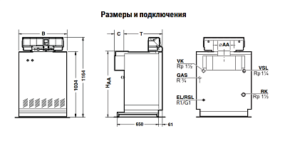 Напольный газовый котел отопления, атмосферный Buderus Logano G334-94 WS (в собр. виде)(AW.50.2-Kombi)