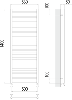 Полотенцесушитель водяной Terminus Тоскана П23 500х1400
