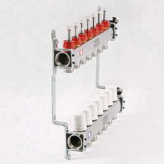 Коллекторная группа UNI-FITT из нерж. стали 450I с термостатическими вентилями и расходомерами 1x3/4 с 7 отводами