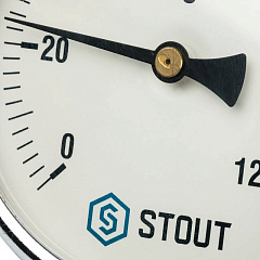 Термометр Stout биметаллический с погружной гильзой 50 мм , D100 мм, 0...120, 1/2