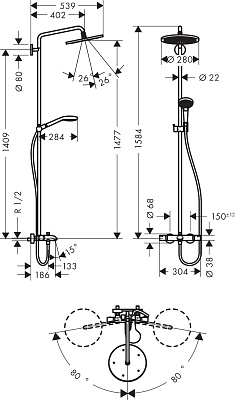 Душевая колонна Hansgrohe Croma Select 280 1jet Showerpipe 26792000