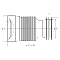 Удлинитель гибкий АНИ пласт для унитаза выпуск 110мм (230-530мм)