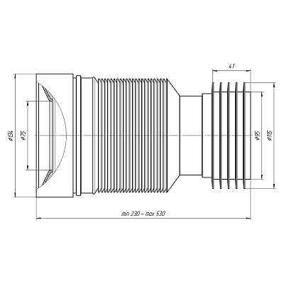 Удлинитель гибкий АНИ пласт для унитаза выпуск 110мм (230-530мм)