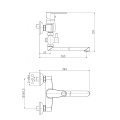 Смеситель для ванны/душа Cersanit CARI, на стену, излив 30 см
