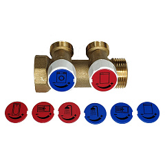 Коллектор TECE универсальный с запорными вентилями, 1 х 3/4 Ek, 2 вывода