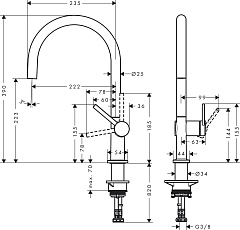 Смеситель для кухни Hansgrohe M54 Talis 220, хром
