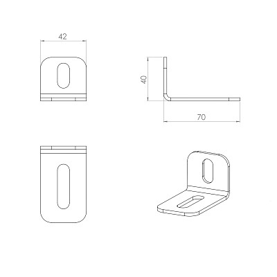 Монтажный комплект Акватек к стене для инсталляций (угловой монтаж) 75 -105 мм (комплект 2 шт.)