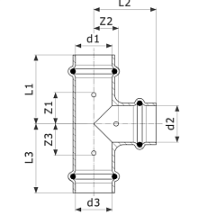 Тройник медный Viega Profipress с SC-Contur d=15, 15x15x15 (арт. 291 952)