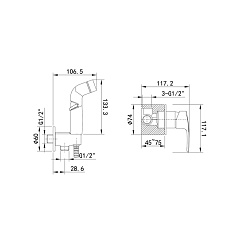 Встроенный смеситель IDDIS с гигиеническим душем, Ray, черный матовый