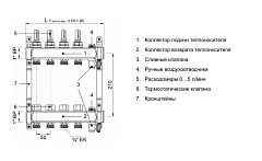 Коллекторная группа Termica на 2 выхода из нержавеющей стали с расходомерами