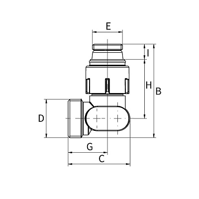 Узел нижнего подключения Flamco E1/50 угловой, G 1/2 НР x G 3/4 НР