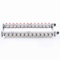 Коллекторная группа UNI-FITT из нерж. стали 450I с термостатическими вентилями и расходомерами 1x3/4 с 13 отводами