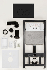 Комплект инсталляции РЕХАУ NOVAFLOW с панелью смыва NOVA ORB 001 круглые клавиши, пластик, черный, матовый (19101071001)