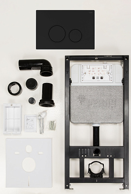 Комплект инсталляции РЕХАУ NOVAFLOW с панелью смыва NOVA ORB 001 круглые клавиши, пластик, черный, матовый (19101071001)