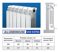 Алюминиевый секционный радиатор отопления Global VOX EXTRA 350 / 1 секция
