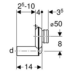 Сифон для писсуара Geberit горизонтальный выпуск d 50 мм