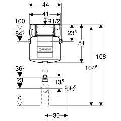 Смывной бачок скрытый Geberit Sigma, 12 см, UP320 109.300.00.5