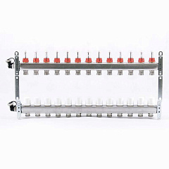 Коллекторная группа UNI-FITT из нерж. стали 450I с термостатическими вентилями и расходомерами 1x3/4 с 13 отводами