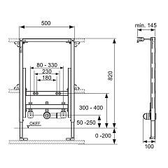 Застенный модуль TECE TECEprofil для биде, монтажная высота 820 мм