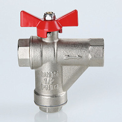Кран шаровой VALTEC со встроенным прямым фильтром, рукоятка бабочка 3/4 ВВ