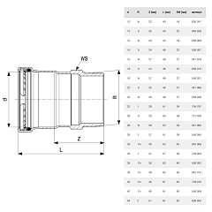 Соединительный элемент Viega Prestabo с наружной резьбой 54 мм х R 2, модель 1111