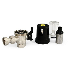 Фильтр-грязеуловитель UNI-FITT магнитный 3/4 для котла, компактный, с прозрачной колбой, пластик