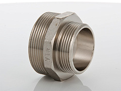 Ниппель VALTEC переходной 3/8 х 1/4 наружная резьба, никелированная латунь
