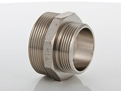 Ниппель VALTEC переходной 1/2 х 1/4 наружная резьба, никелированная латунь