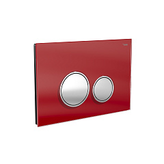 Панель смыва РЕХАУ NOVA ORB GLASS круглые клавиши, закаленное стекло, красный, клавиши и их контур хром, глянец (19102921001)