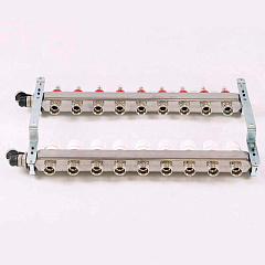 Коллекторная группа UNI-FITT из нерж. стали 450I с термостатическими вентилями и расходомерами 1x3/4 с 9 отводами