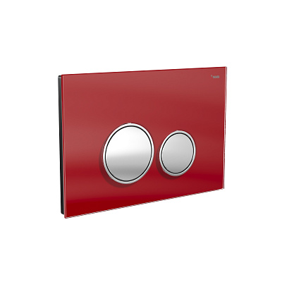 Панель смыва РЕХАУ NOVA ORB GLASS круглые клавиши, закаленное стекло, красный, клавиши и их контур хром, глянец (19102921001)