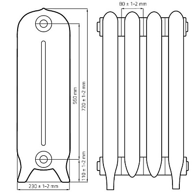Чугунный радиатор отопления RETROstyle Barton - 1 секция