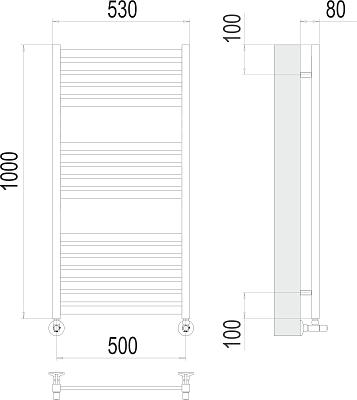 Полотенцесушитель водяной Terminus Тоскана П17 500х1000
