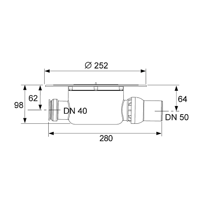Сифон TECE TECEdrainpoint S DN 50, стандартный, с универсальным фланцем Seal System