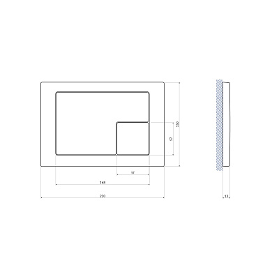 Кнопка смыва Cersanit CORNER, пластик хром матовый