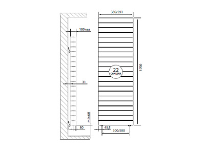 Биметаллический секционный радиатор отопления Royal Thermo PianoForte Tower Bianco Traffico 500 / 22 секции