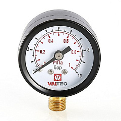 Манометр VALTEC VT.TM40 Dy 40 с нижним подключением 1/8 , 0-10 бар (для подпиточного клапана)