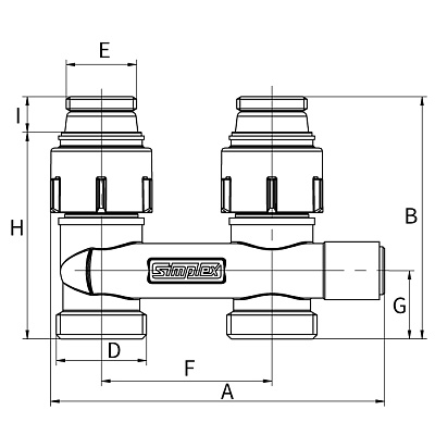 Узел нижнего подключения Flamco D1/50 прямой, G 1/2 НР x G 3/4 НР