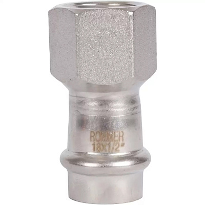Переходник Rommer пресс 18х1/2, ВПр-ВР, нержавеющая сталь
