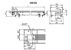 Внутрипольный конвектор с естественной конвекцией Techno KVZ 250-85-1000