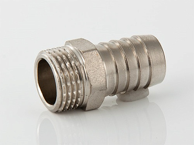 Штуцер для шланга VALTEC 1/2 х 14 мм VTr,650,N,0414 наружная резьба, никелированная латунь