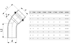 Отвод-вставка Viega Prestabo 45 гр. НВ 54 мм, модель 1126.1