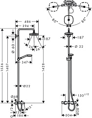 Душевая колонна Hansgrohe Croma Select E 180 2jet 27352400