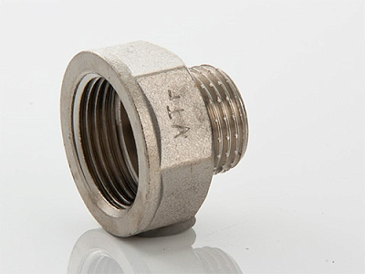 Переходник VALTEC 3/8 х 1/4 внутренняя-наружная резьба, никелированная латунь