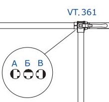 Кран шаровой VALTEC трехходовой, тип Т 1/2 ВВВ